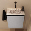 MONDIAZ TURE-DLUX Meuble toilette - 40cm - Plata - EDEN - vasque Glace - position centrale - sans trou de robinet SW1103419