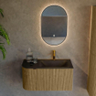Mondiaz KURVE Ensemble de meuble de salle de bains - 85x46x40cm - 1 tiroir - 1 porte - lavabo solid surface - à droite - 1 trou de robinet - Dusk SW1415088