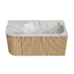 MONDIAZ KURVE-DLUX 95cm Meuble salle de bain avec module 25 G - couleur Oak - 1 tiroir - 1 porte - vasque BIG SMALL droite - 1 trou de robinet - couleur Glace SW1137897