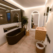 Mondiaz CIRO-DLUX Ensemble de meubles de salle de bains - 70x45x50cm - lavabo solid surface Saba - 1 vasque au milieu - sans trous de robinet - 2 tiroirs - Chêne SW1531167