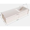 MONDIAZ LUSH Ensemble de meuble salle de bain - 120cm - 2 tiroirs - lavabo cloud - lavabo à droite - 0 trous de robinet - chêne blanchi SW409430