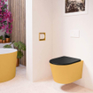 MONDIAZ LAVIE wandclosetpack - 36x53cm - diepspoel - rimless - Ocher (geel) - softclose - quick-release - toiletzitting - Urban (zwart) SW1208745