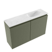 MONDIAZ TURE-DLUX Meuble WC 80 cm Army. Lavabo EDEN Opalo position droite. Sans trou de robinet. SW1104232