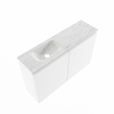 MONDIAZ TURE-DLUX Meuble de toilettes 80cm Talc. EDEN lavabo Opalo position gauche. Avec 1 trou de robinet. SW1104174