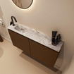 MONDIAZ TURE-DLUX Meuble toilette - 100cm - Rust - EDEN - vasque Glace - position gauche - 1 trou de robinet SW1103486