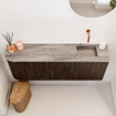 Mondiaz JOYA-DLUX 111.6cm toiletmeubel - ronding links kleur Walnut - Wastafel FAYE positie Rechts Zonder kraangat kleur Oza. SW1424598