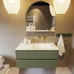 Mondiaz VICA-DLUX ensemble de meuble de salle de bain - 100cm - meuble sous-vasque armée - 2 tiroirs - lavabo encastré cloud droite - sans trous de robinet - version haute de 60cm - glace SW1088067