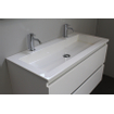 Basic Bella Meuble salle de bains avec lavabo acrylique avec miroir et éclairage Blanc 100x55x46cm 2 trous de robinet Blanc brillant SW491816
