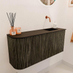 Mondiaz JOYA 91.6cm meuble de salle de bains - arrondi gauche couleur Shadow - Vasque FAYE position Droite Sans trou de robinet couleur Urban. SW1421576