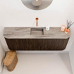 Mondiaz JOYA-DLUX 113.2cm toiletmeubel - ronding links en rechts kleur Walnut - Wastafel FAYE positie Midden Zonder kraangat kleur Oza. SW1424617