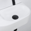 QeramiQ Fuente Ensemble de Lavabo - 40x21.5x12cm - lisse - demi-rond - céramique - ensemble de robinet noir mat - bouchon de vidange - siphon abaissé - blanc mat SW1233083