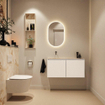 MONDIAZ TURE-DLUX Meuble toilette - 100cm - Talc - EDEN - vasque Frappe - position gauche - sans trou de robinet SW1102604