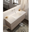 Mondiaz VICA Ensemble de meuble de salle de bain - 120cm - meuble sous-vasque fumée - 2 tiroirs - lavabo nuage milieu - sans trou de robinet version XL 60cm de haut SW1089832