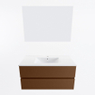 Mondiaz VICA ensemble de meuble de salle de bain - 100cm - meuble sous-vasque repos - 2 tiroirs - lavabo denia milieu - 1 trou de robinet - couleur Blanc Brillant - miroir LED - version XL 60cm de haut SW1091978