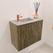 Mondiaz JOYA-DLUX 50cm meuble de salle de bains - couleur Dusk - Vasque FAYE position Gauche 1 trou de robinet couleur Glace. SW1426220