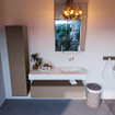 Mondiaz ALAN-DLUX Ensemble de meuble - 120cm - meuble Smoke mat - 1 tiroir - Lavabo Cloud Opalo suspendu - vasque Droite - 0 trous de robinet SW806510