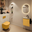 MONDIAZ TURE-DLUX Meuble WC 40 cm Ocher. EDEN lavabo Ostra position gauche. Avec 1 trou de robinet. SW1104917