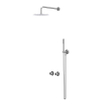 IVY Bond Ensemble de douche pluie - encastré - symmetry - inverseur-arrêt 2 voies - bras mural 40 cm - pomme de douche slim 20 cm - support avec sortie - flexible de douche 150 cm - douchette barre - Chrome SW1033251