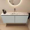 MONDIAZ TURE-DLUX Meuble toilette - 120cm - Greey - EDEN - vasque Glace - position centrale - sans trou de robinet SW1103315