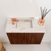 Mondiaz JOYA-DLUX Meuble de toilette 50cm - couleur Ruby - Vasque FAYE position Gauche 1 trou de robinet couleur Nata. SW1425416