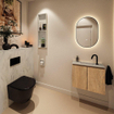 MONDIAZ TURE-DLUX Meuble toilette - 60cm - Washed Oak - EDEN - vasque Opalo - position centrale - 1 trou de robinet SW1105200