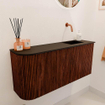 Mondiaz JOYA 91.6cm meuble de toilette - arrondi gauche couleur Ruby - Vasque FAYE position Droite Sans trou de robinet couleur Urban SW1421873