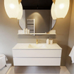 MONDIAZ VICA-DLUX Ensemble meuble de salle de bains - 130cm - meuble bas talc - 2 tiroirs - lavabo encastré cloud centré - 1 trou de robinet - version haute 60cm - opalo SW1088499