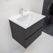 Mondiaz VICA ensemble de meuble de salle de bain - 60cm - meuble sous-vasque gris foncé - 2 tiroirs - lavabo denia milieu - 1 trou de robinet XL version 60cm de haut SW1090656