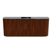 Mondiaz JOYA-DLUX 103.2cm meuble de salle de bains - arrondis gauche et droite couleur Ruby - Vasque FAYE position Milieu 1 trou de robinet couleur Lava. SW1423679