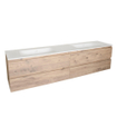 Saniclass Solution ensemble meuble salle de bains 200x51.5x45.5cm avec lavabo en pierre fine sans trous de robinetterie blanc mat Old Castle SW398206