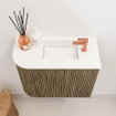 Mondiaz JOYA 51.6cm meuble de toilette - arrondi gauche couleur Dusk - Vasque FAYE position Droite 1 trou de robinet couleur Talc. SW1421607