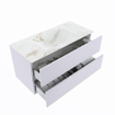 MONDIAZ VICA-DLUX Ensemble meuble de salle de bains - 100cm - meuble bas cale - 2 tiroirs - lavabo encastré cloud central - 1 trou de robinet - version haute 60cm - frape SW1088997