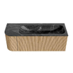 MONDIAZ KURVE-DLUX 125cm Meuble salle de bain avec module 25 G - couleur Oak - 1 tiroir - 1 porte - vasque BIG MEDIUM droite - sans trou de robinet - couleur Lava SW1138116