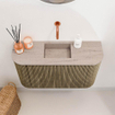 Mondiaz JOYA-DLUX Meuble de toilette 73,2cm - arrondis gauche et droite couleur Dusk - Vasque FAYE position Milieu Sans trou de robinet couleur Saba SW1426106