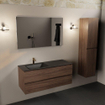 Mondiaz Aivy ensemble de meuble de salle de bains - 120x45x50cm - 1 trou de robinet - 1 vasque urban Solid surface - Gauche - 2 tiroirs - Sans miroir - Mélamine Mocha SW892294