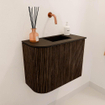 Mondiaz JOYA 51.6cm meuble de salle de bains - arrondi gauche couleur Walnut - Vasque FAYE position Droite Sans trou de robinet couleur Urban. SW1421360