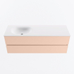 MONDIAZ VICA Ensemble meuble de salle de bains - 140cm - meuble bas rosee - 2 tiroirs - lavabo moon gauche - 1 trou de robinet - version haute 60cm - talc SW1080355