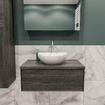 ENSEMBLE DE MEUBLE MONDIAZ LUSH - 80cm - 1 tiroir - lavabo BARCO - vasque centrale - 1 trou de robinet - anthracite SW409607