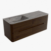 Mondiaz CIRO-DLUX Badkamermeubelset - 130x45x50cm - Solid surface wastafel Oza - 1 wasbak Links - 1 kraangat - 4 lades - Walnut SW1530651