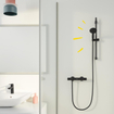 GROHE Vitalio Start 110 Ensemble barre de douche - 90cm - douchette à main ronde - avec 2 types de jets - flexible de douche lisse - noir mat SW1126916