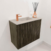 Mondiaz JOYA-DLUX 50cm toiletmeubel - kleur Shadow - Wastafel FAYE positie Links 1 kraangat kleur Opalo. SW1422883