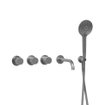 Fortifura Nebbio Badcombinatie-set - thermostaatkraan - wandaansluitbocht met handdouchehouder - metalen doucheslang - ronde handdouche - uitloop - geborsteld RVS SW1238041