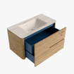 Mondiaz CIRO-DLUX Badkamermeubelset - 90x45x50cm - Solid surface wastafel Meli - 1 wasbak Midden - 1 kraangat - 2 lades - Oak SW1531379