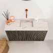 Mondiaz JOYA-DLUX Meuble de salle de bains 70cm - couleur Shadow - Vasque FAYE position Milieu Sans trou de robinet couleur Nata SW1424958