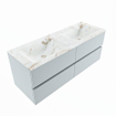 Mondiaz VICA-DLUX ensemble de meuble de salle de bain - 130cm - meuble sous-vasque argile - 4 tiroirs - lavabo encastré nuage double - sans trous de robinet - version haute de 60cm - frape SW1089174