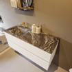 Mondiaz VICA-DLUX ensemble de meuble de salle de bain - 120cm - meuble sous lavabo talc - 2 tiroirs - lavabo encastré cloud gauche - 1 trou de robinet - miroir modèle spot - version XL 60cm haut - lave SW1098612