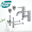 FugaFlow Eccelente Sobrado Kit robinet lavabo - pour double vasque - robinet bas - bonde non-obturable - siphon design - Chrome brillant SW1124224