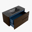 Mondiaz CIRO-DLUX Ensemble de meubles de salle de bains - 100x45x50cm - lavabo solid surface Lava - 1 bassin au milieu - sans trous de robinet - 2 tiroirs - Noyer SW1530179