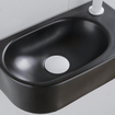 QeramiQ Fuente Fonteinset - 40x21.5x12cm - rechts - glad - halfrond - 1 kraangat - keramiek - fonteinkraan wit mat - afvoerplug - verlaagd sifon - zwart mat SW1232805