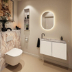 MONDIAZ TURE-DLUX 80cm toiletmeubel Talc. EDEN wastafel Glace positie links. Met 1 kraangat. SW1103098